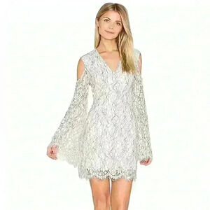Porcelain Long Sleeve Lace Dress in Ivory